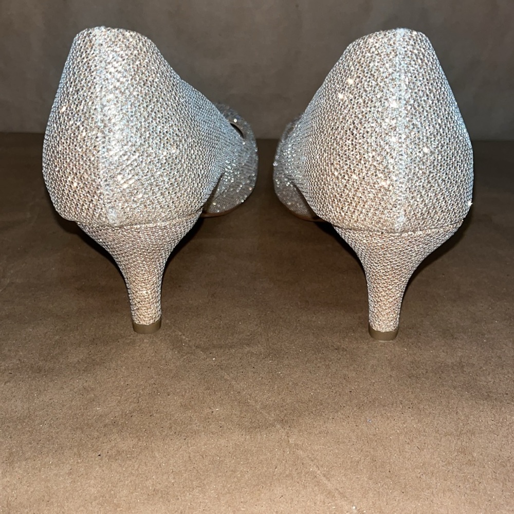De Blossom Collection Bertha 3 Nude Sparkle Pumps Size 8 Wedding Bridal Heels - Picture 3 of 9